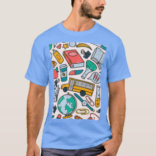 Camiseta Voltar às Ferramentas de Estudo de Padrão Escolar