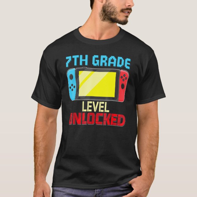 Camiseta Voltar para a escola Nível de 7 de jogador de víde (Frente)