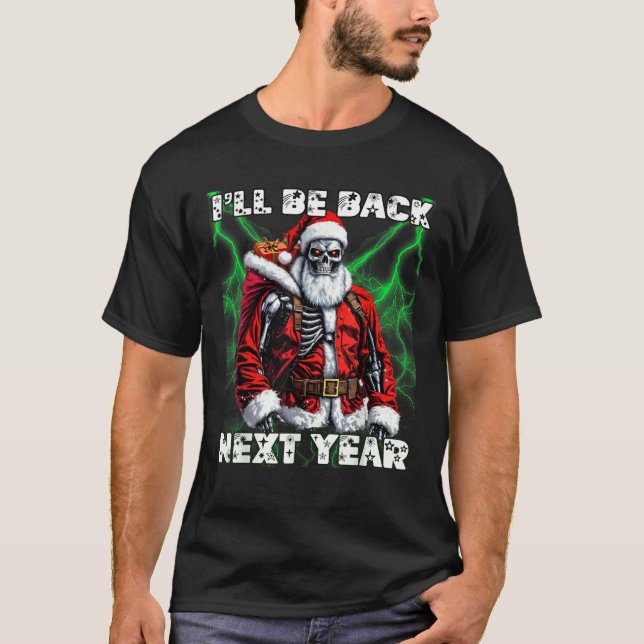 Camiseta Voltarei no ano que vem com uma sant de terminador (Frente)