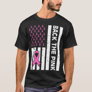 Camiseta Volte a Fita Rosa Bandeira Americana Câncer de Mam