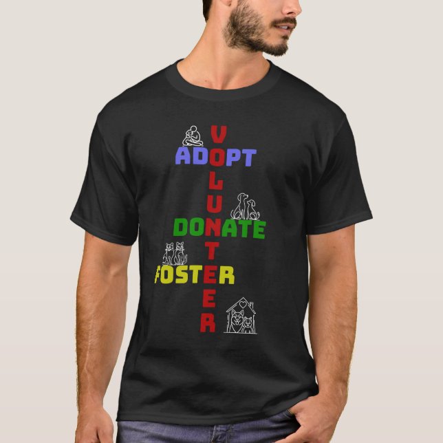Camiseta Voluntário Adota Donativo Foster Animal Resgate (Frente)