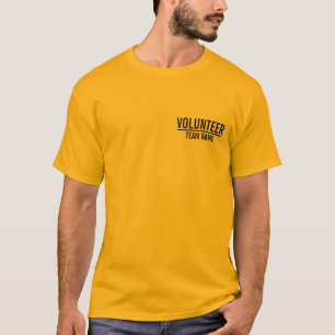Camiseta Voluntário amarelo com nome feito sob encomenda d