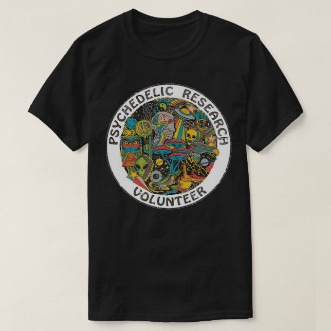 Camiseta voluntário de pesquisa psicodélica TShirt Essentia (Frente do Design)