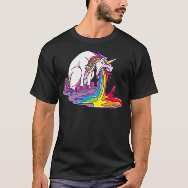 Camiseta VOMITANDO UNICORN Puking Unicorns por dia presente (Frente)