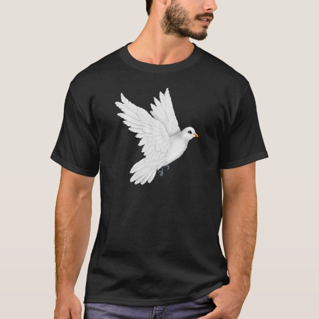 Camiseta Vôo bonito da pomba do branco (Frente)