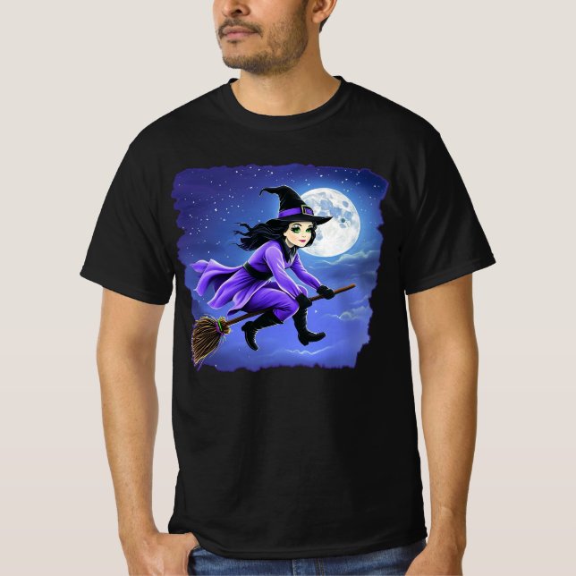 Camiseta Voo de bruxas - Wicca Halloween 1 (Frente)