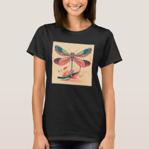 Camiseta Voo de Dragão Bonito Iluminando Mulher Colorida Es