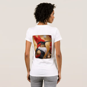 Camiseta "Voo do Pássaro Vermelho, Branco e Negro