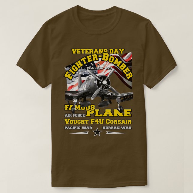 Camiseta Voo F4U Corsair, avião de combate ww2 (Frente do Design)