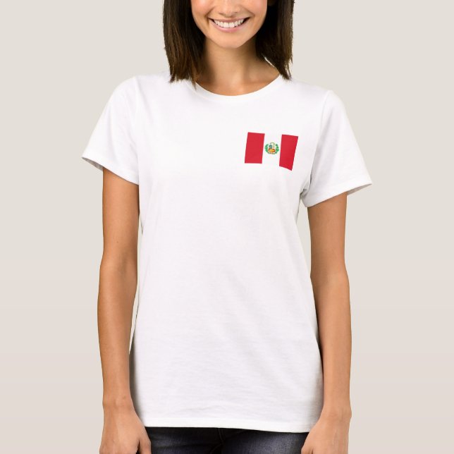 Camiseta Voo feminino com bandeira do Peru (Frente)