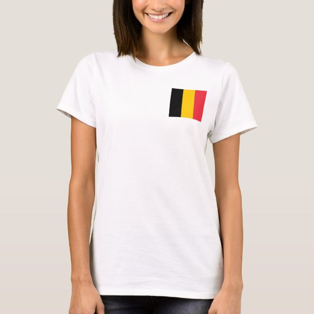 Camiseta Voo feminino Zip Jogger com bandeira da Bélgica (Frente)
