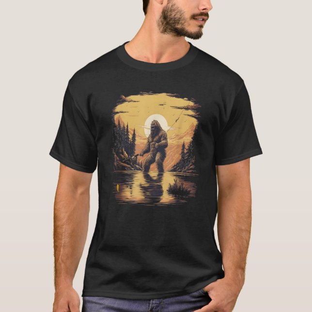 Camiseta Voo Funny Bigfoot Pescar Pai De Pesca Soldado (Frente)