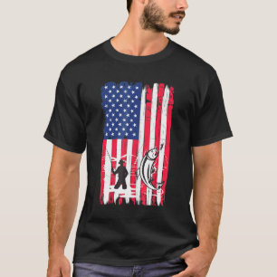 Camiseta Voo Pesca Pavilhão Americano Mens Vintage Pescador