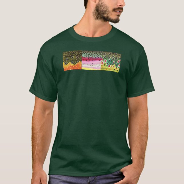 Camiseta Voo Pescar Arrancando Arco-Íris Marrom Brook Truta (Frente)