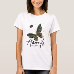 Camiseta “Voo Verde” “Borboleta Botânica” “Esmeralda Wh