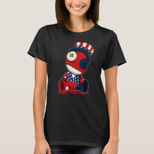 Camiseta Voodoo Doll 4 de julho Bandeira Americana Hat