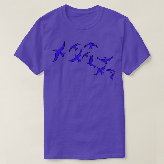 Camiseta Voos de aves azuis (Frente do Design)