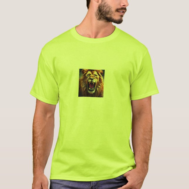 Camiseta Vossa Majestade: Camisa-Impressão de-Leão Premium (Frente)