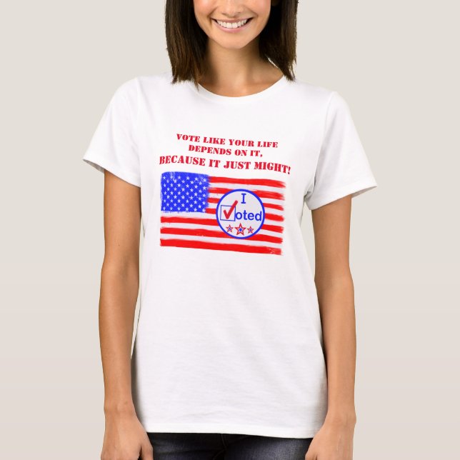 Camiseta "Vota Como A Tua Vida Depende..." Votando Direitos (Frente)