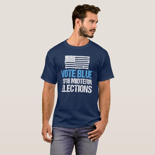 Camiseta Votação Azul Eleições 2018 Democrata (Frente Completa)