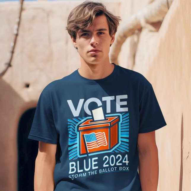 Camiseta Votação Blue 2024 Caixa de Votação Eleições Presid (Criador carregado)