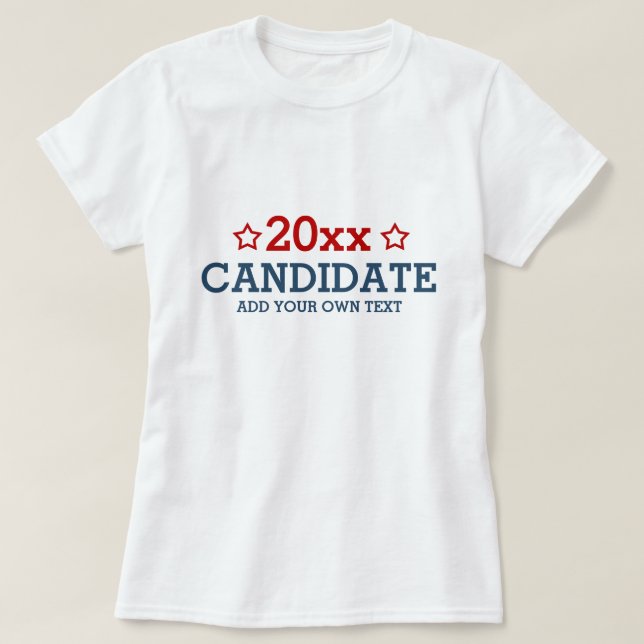 Camiseta Votação Eleição adicione seu próprio texto persona (Frente do Design)