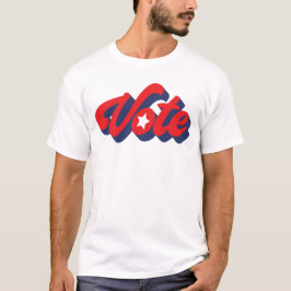 Camiseta Votação Em T-shirt Azul Com Letras Vermelhas