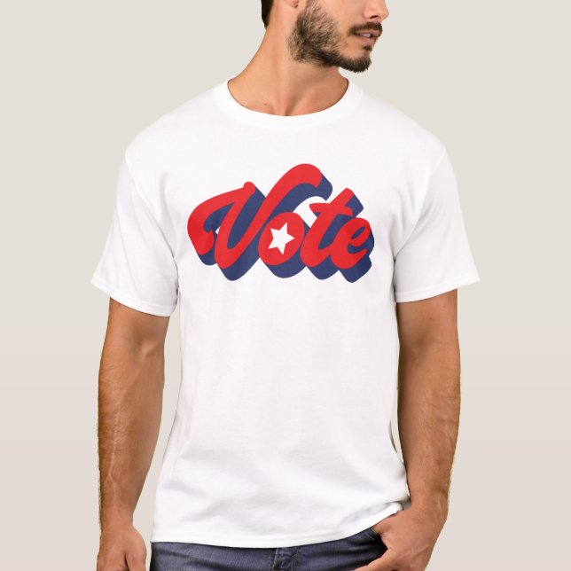 Camiseta Votação Em T-shirt Azul Com Letras Vermelhas (Frente)