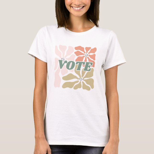 Camiseta Votação - Pastel Retro Floral (Frente)