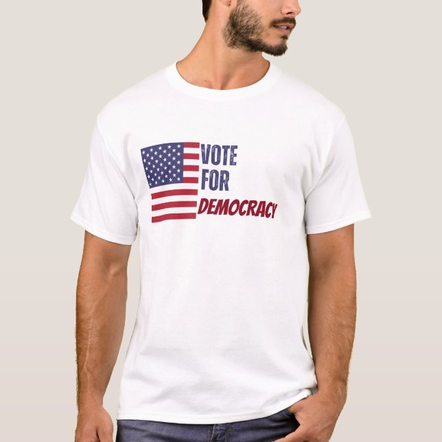 Camiseta Votação personalizável para a democracia nos EUA E (Frente)