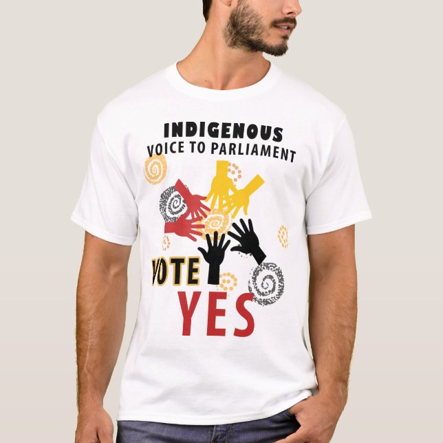 Camiseta Votação Sim Voz Indígenas ao Parlamento (Frente)