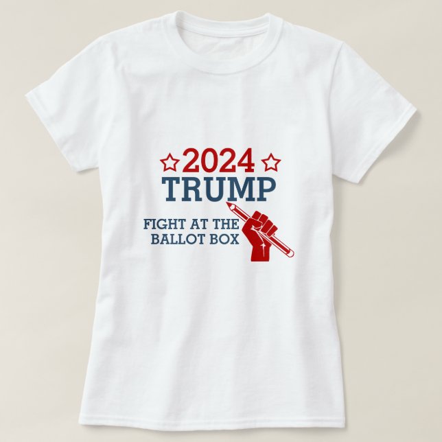 Camiseta Votação Trump 2024 Luta na Caixa de Votação (Frente do Design)