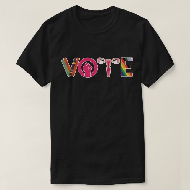 Camiseta Votar Livros Banidos Mulheres Direitos Feministas  (Frente do Design)