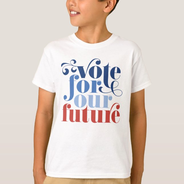 Camiseta Votar Para A Nossa Futura Eleição Vermelha Branco  (Frente)