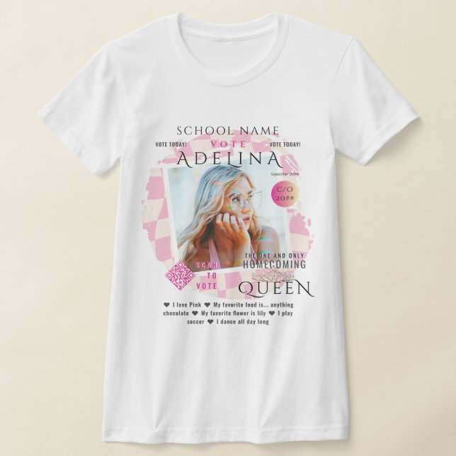 Camiseta Votar Rainha Rosa Instagram Modelo HOCO (Postura )