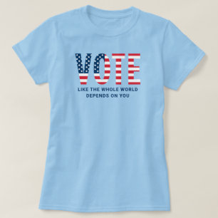 Camiseta Vote Bandeira Americana Azul Feminino Patriótico