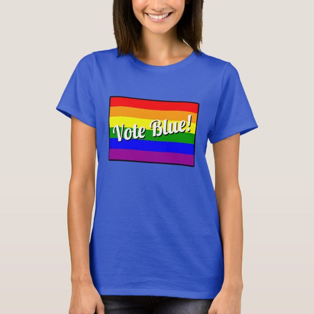 Camiseta Vote Blue Rainbow (Frente)