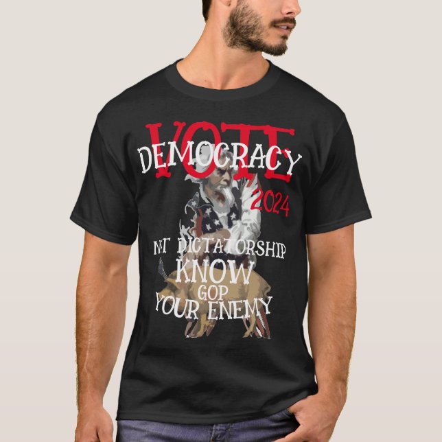 CAMISETA VOTE DEMOCRACIA NÃO DITADURA 2024 (Frente)