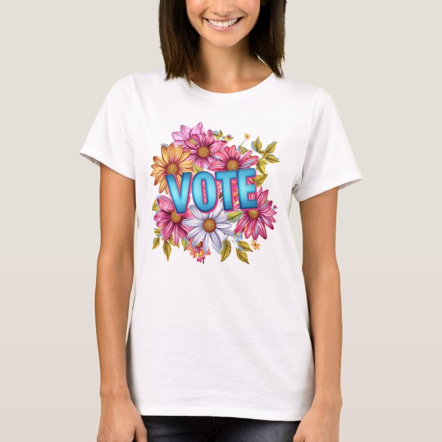 Camiseta VOTE Gerbera Daisies T-shirt (Frente)