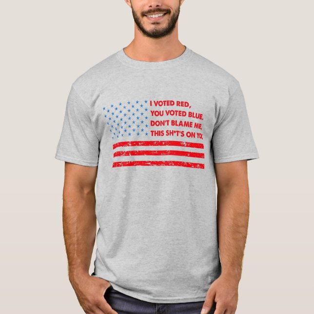 Camiseta Votei vermelho, votei azul, engraçado anti-Biden T (Frente)