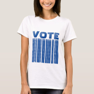 Camiseta Votem, não voltemos no tempo a tipografia azul