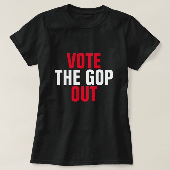 Camiseta Votem o GOP para fora de vermelho e branco (Frente do Design)