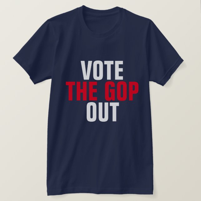 Camiseta Votem o GOP para fora de vermelho e branco (Frente do Design)