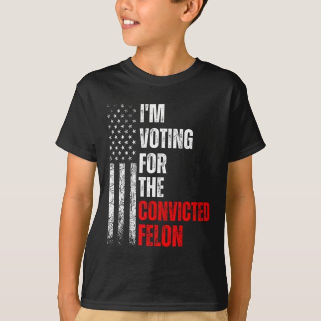 Camiseta Voto A Favor Do Condenado Felon Trump 2024 Ameri (Frente)