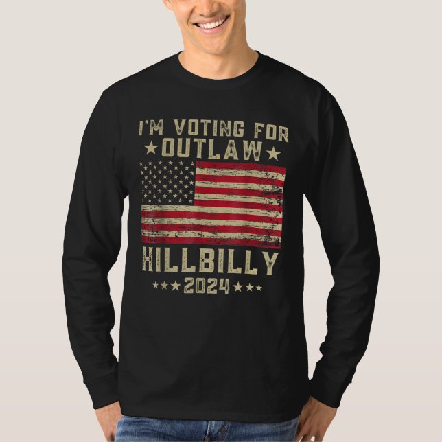 Camiseta Voto a favor do Outlaw Hillbilly 2024 Bandeira dos (Frente)