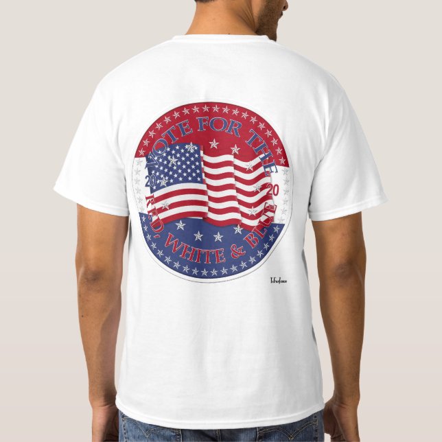 Camiseta Voto de 2020 para a Bandeira Vermelha, Branca e Az (Verso)