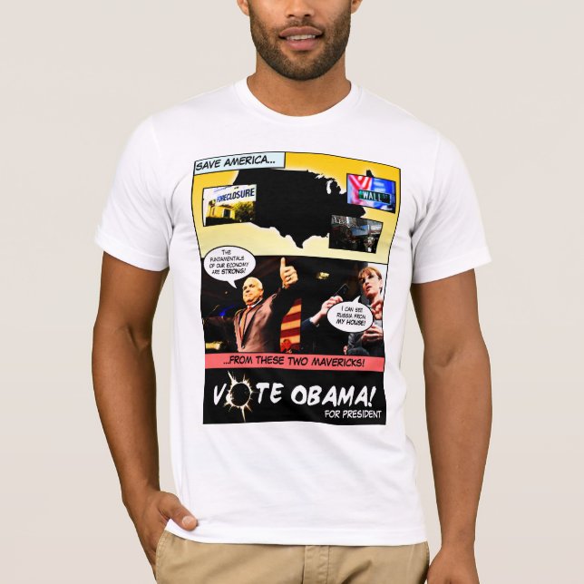 Camiseta Voto OBAMA! T-shirt da história em quadrinhos da (Frente)