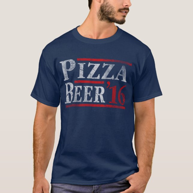 Camiseta Voto para a eleição 2016 da pizza e da cerveja (Frente)