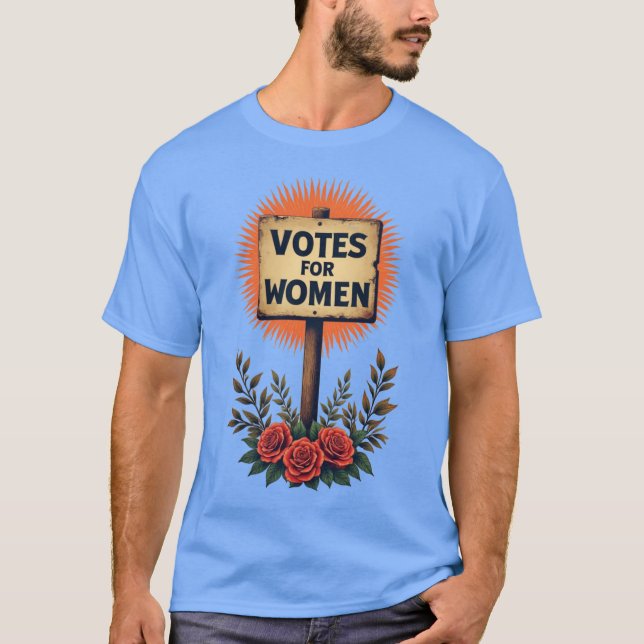 Camiseta Votos para Mulheres Vintage Sinal de Protesto (Frente)