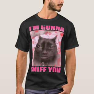 Camiseta Vou Cheirar Você Meme de Gatos Engraçados Mulheres